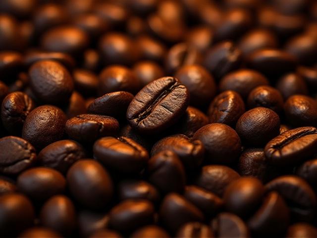 Close-up of artisan coffee beans being roasted, showing their rich color and texture.